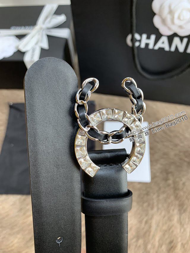 Chanel女士皮帶 香奈兒小香鑽圈雙面用小牛皮腰帶  jjp1165